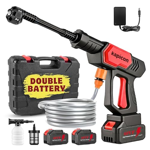 Image of Kapicon KP-RBPW Cordless Pressure Washer 48V 12000mAh | 80 Bar Portable Car Washer | Rechargeable Battery High Pressure Cleaner with Spray Gun for Car, Bike & Home Cleaning