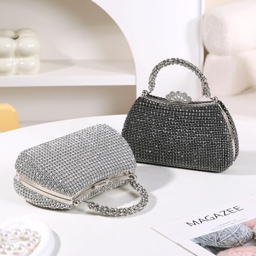 Dreubea Women's Beautiful Tote Evening Bag Fashion Shiny Rhinestone Clutch Handbag3
