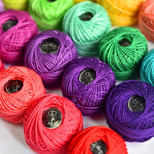 Crochet Thread Cotton Yarn Threads Balls 35 Balls Popular Rainbow Colors Of Size 5 Crochet Thread 100% Long Staple Cotton Mercerized Cotton #TOP2