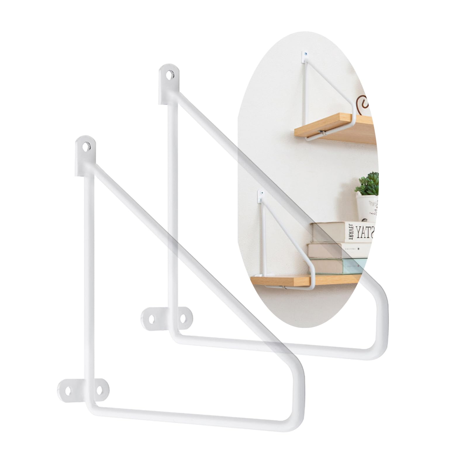 Dswzlqdxb White 2 Pieces Shelf Bracket Triangle Bracket Wall Partition Solid Steel Scaffold Boards Tripod Shelf Fixed Support Wall Hanging Floating Angle Brackets For Bench Table Shelf (30Cm,)