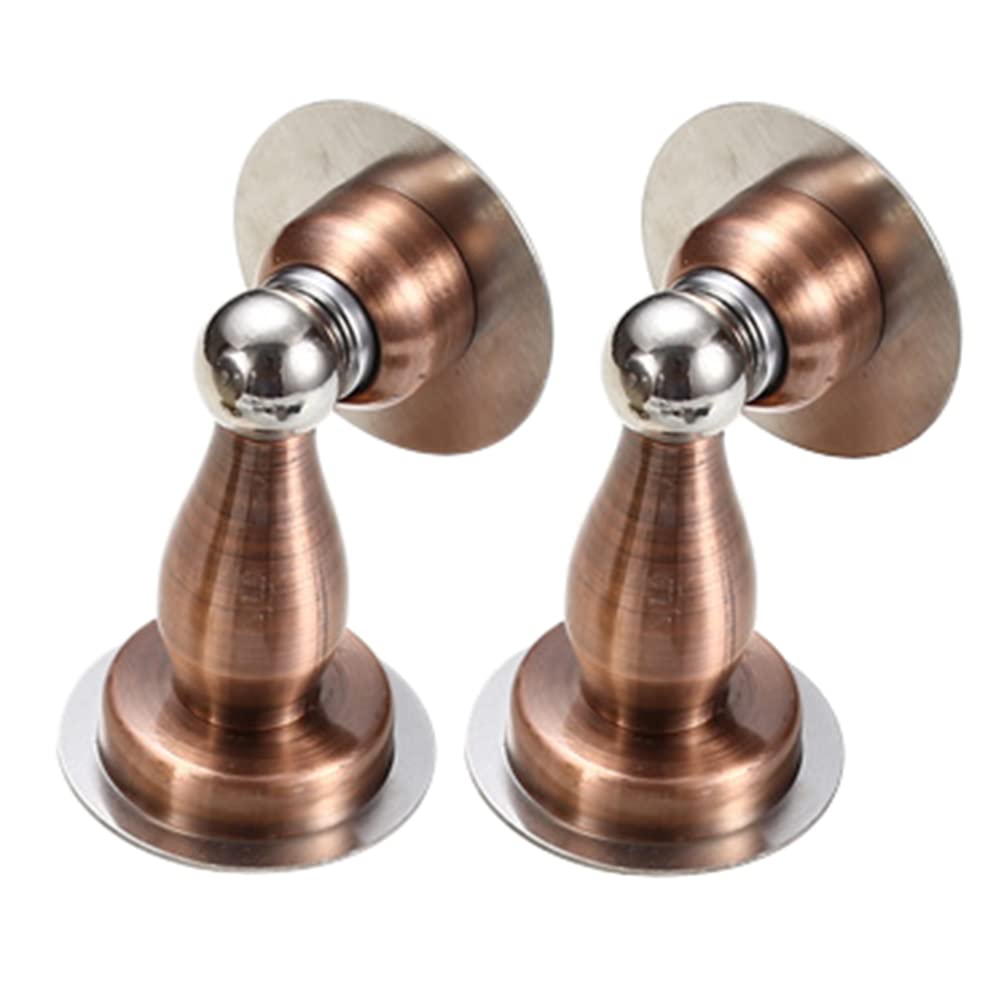 Nvsfzgiyg Red Bronze Door Wedge Stoppe, Stops, Stoppers,Metal Magnetic Stop Punch-Free Self-Adhesive Floor Stopper Home Office Wall Bumper, 2 Pcs-Black||81Mm