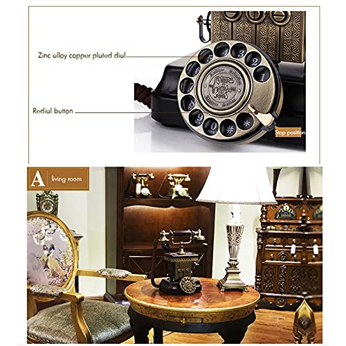 Liuzh Antique Telephone, Classic Vintage Corded Phone European Landline Telephone Decorative Rotary Dail With Hanging Headset #TOP2