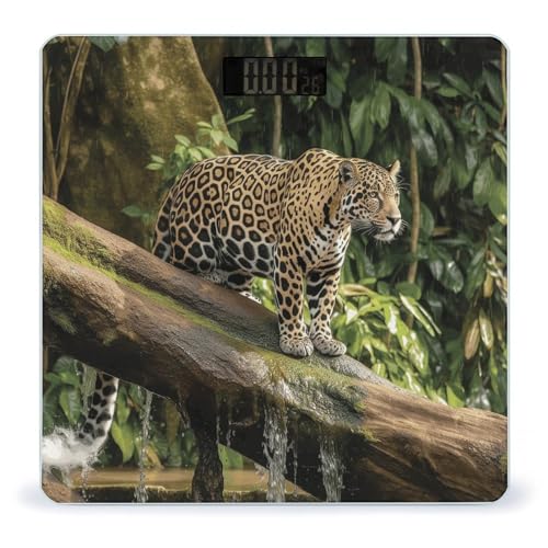 Báscula digital de baño con diseño Jaguar y vidrio templado miniatura 1