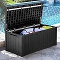 YITAHOME 120 Gallon Large Deck Box, Resin Outdoor Storage Box for Outdoor Pillows, Garden Tools and Pool Supplies, Waterproof, Lockable, Black