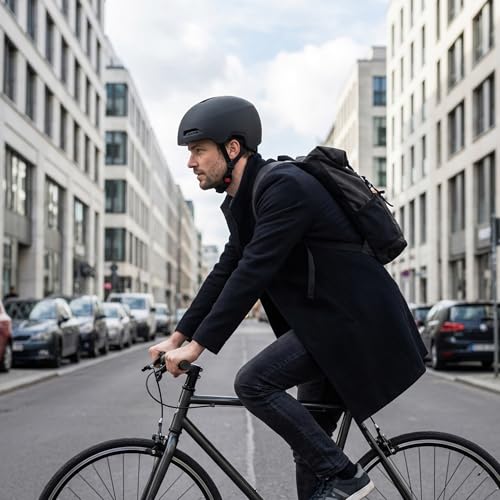Alpina HAARLEM - Robuster, sicherer und individuell anpassbarer & Leichter Urban Fahrradhelm für Erwachsene - Black matt - 57-62 cm – Ansicht 5