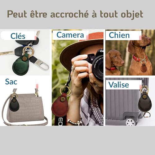 Image of NEYYOS Airtag Pendant Genuine Leather, Air Tag Tracker Holder, Portable Case & Key Fob, Protective Cover Key Finder, Holder Locator Keychain Case for Key Chain Purse