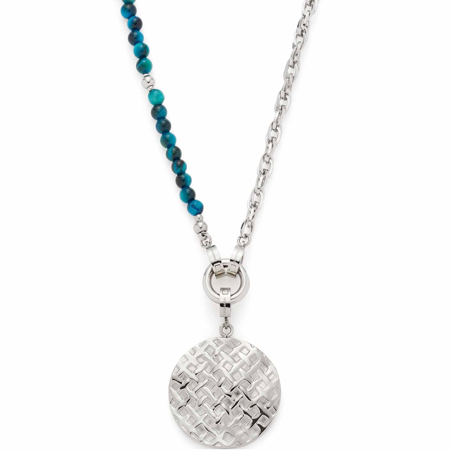 JEWELS BY LEONARDO Halskette Clip & Mix Morina • Anker-Kette aus goldfarbenem Edelstahl und Tigerauge-Perlen mit Anhänger, Länge 64 cm, auch als kurze Kette tragbar, Schmuck Geschenk 023243