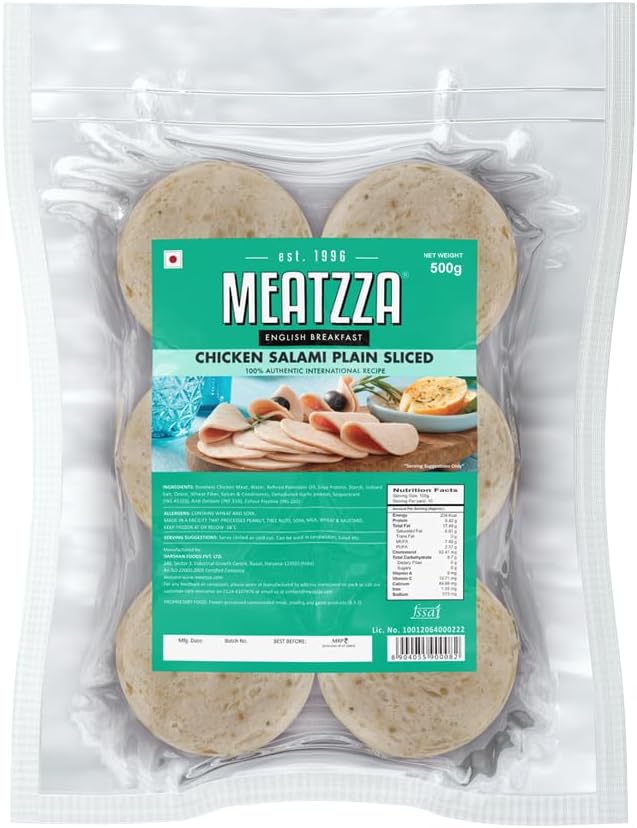 Meatzza Chicken Salami Plain Sliced, 500 g