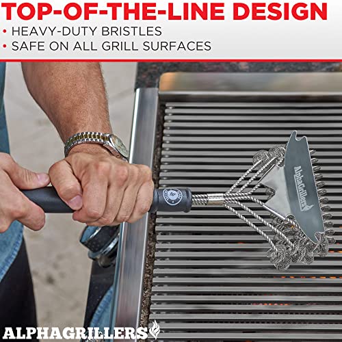 Grill Brush For Outdoor Grill Bristle Free - Heavy Duty 18" Grill Cleaner Brush Bristle Free & Grill Scraper - Stainless Steel Grill Accessories Tools - Extra Wide Bbq Brush For Grill Cleaning #TOP4