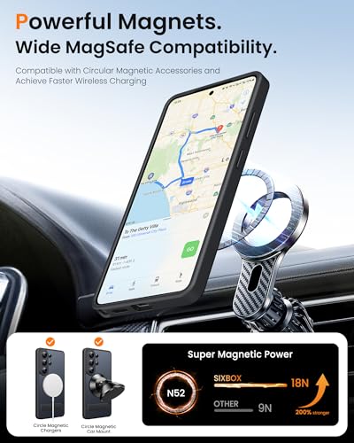 Image of for Samsung Galaxy S26 Ultra Case with Stand, Compatible with MagSafe, Full Camera Protection, Military Grade Drop, Translucent Slim Hard Magnetic Phone Case for Samsung S26 Ultra 2026, Black