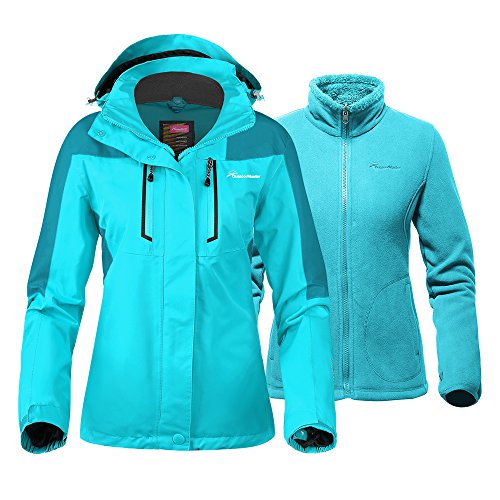 OutdoorMaster Women's 3-in-1 Ski Jacket - Winter Jacket Set with Fleece Liner Jacket & Hooded Waterproof Shell - for Women
