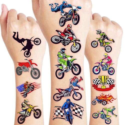 60 PCS Dirt bike Racing Pre-Cut Temporary Tattoos...