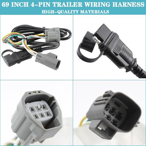YzusGomumu 67 Inch 4-Pin Trailer Wiring Harness 17275.01 Compatible with 2007-2018 Jeep Wrangler JK JKU Rubicon Sahara Sport Unlimited 2-Door 4-Door Tow Hitch Wiring Trailer Light Connect