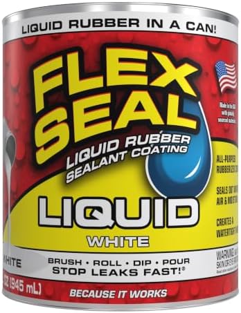 Rubber Sealant Coating, Waterproof, White, 32 oz