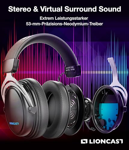 Wireless Gaming Headset Lioncast LX80 für PC und Konsole