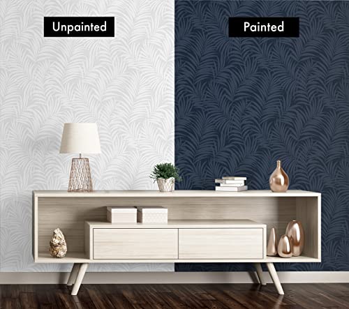 Paintable Tossed Palm Unpasted Wallpaper, Off-White, 20.9 In. W X 33 Ft. L, Pw20200 #TOP5