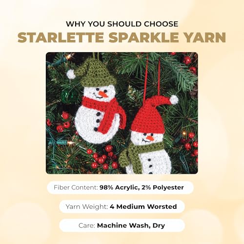 Image of Mary Maxim Starlette Sparkle Yarn, Medium Worsted Weight Yarn for Knitting and Crocheting, Acrylic Polyester Blend for Blankets, Clothing, and Decor, 196 Yards Topaz