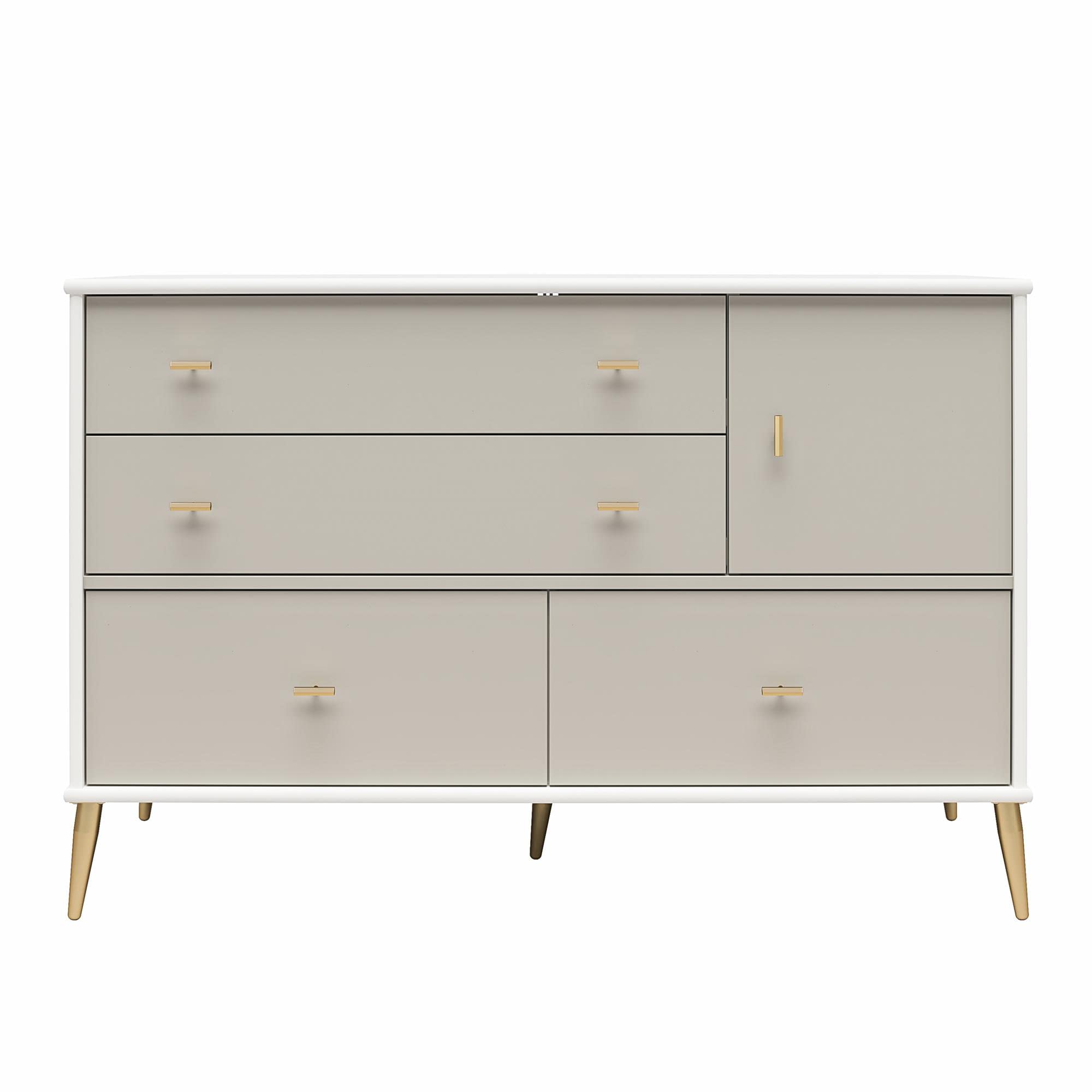 Little Seeds Valentina Asymmetrical Convertible Dresser, White/Taupe