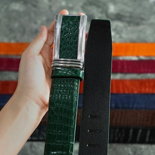 Image of vinacreations AIIigator Belt Leather Strap Belts 1.5 inch Width Adjustment Removal Buckle Jean Dress Croc Handmade
