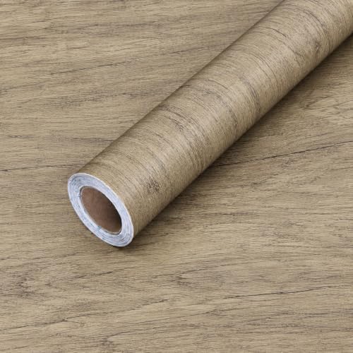 Image of HOME13 Wood Grain Wallpaper Peel and Stick Wood Contact Paper Self Adhesive Removable Thicken Wooden Wall Paper for Kitchen Cabinets Drawer Shelf Liner Waterproof(24x240 Inch, Muddy Wooden)