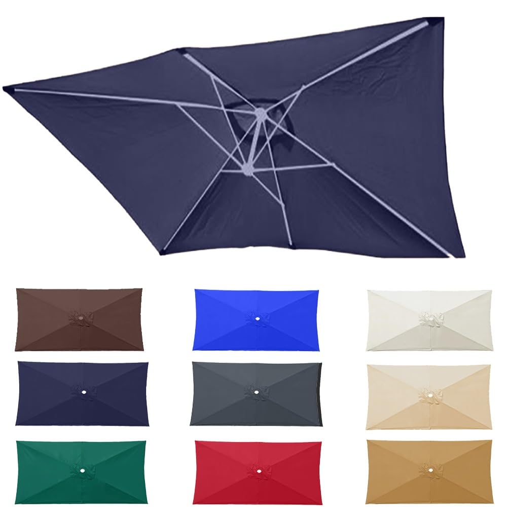 Housse de parasol de rechange bleu marine 6,5x10 pieds pour extérieur à 6 baleines