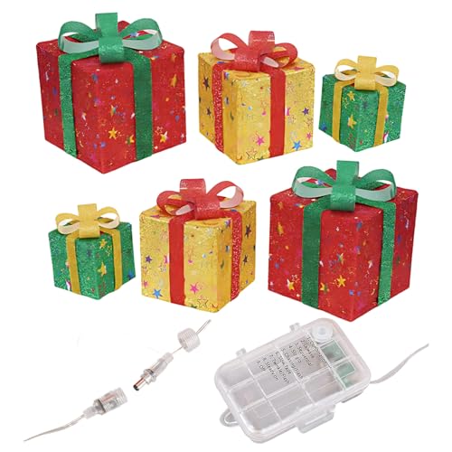Vestamore 3 Pcs Holiday Lighted Gift Boxes, Led Decor Set