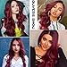 AISI QUEENS Red Ombre Wigs for Women Long Curly Wig Burgundy Wavy Synthetic Wigs Middle Part Full Wigs Heat Resistant Fiber Halloween Cosplay Party Wigs (20 Inches)