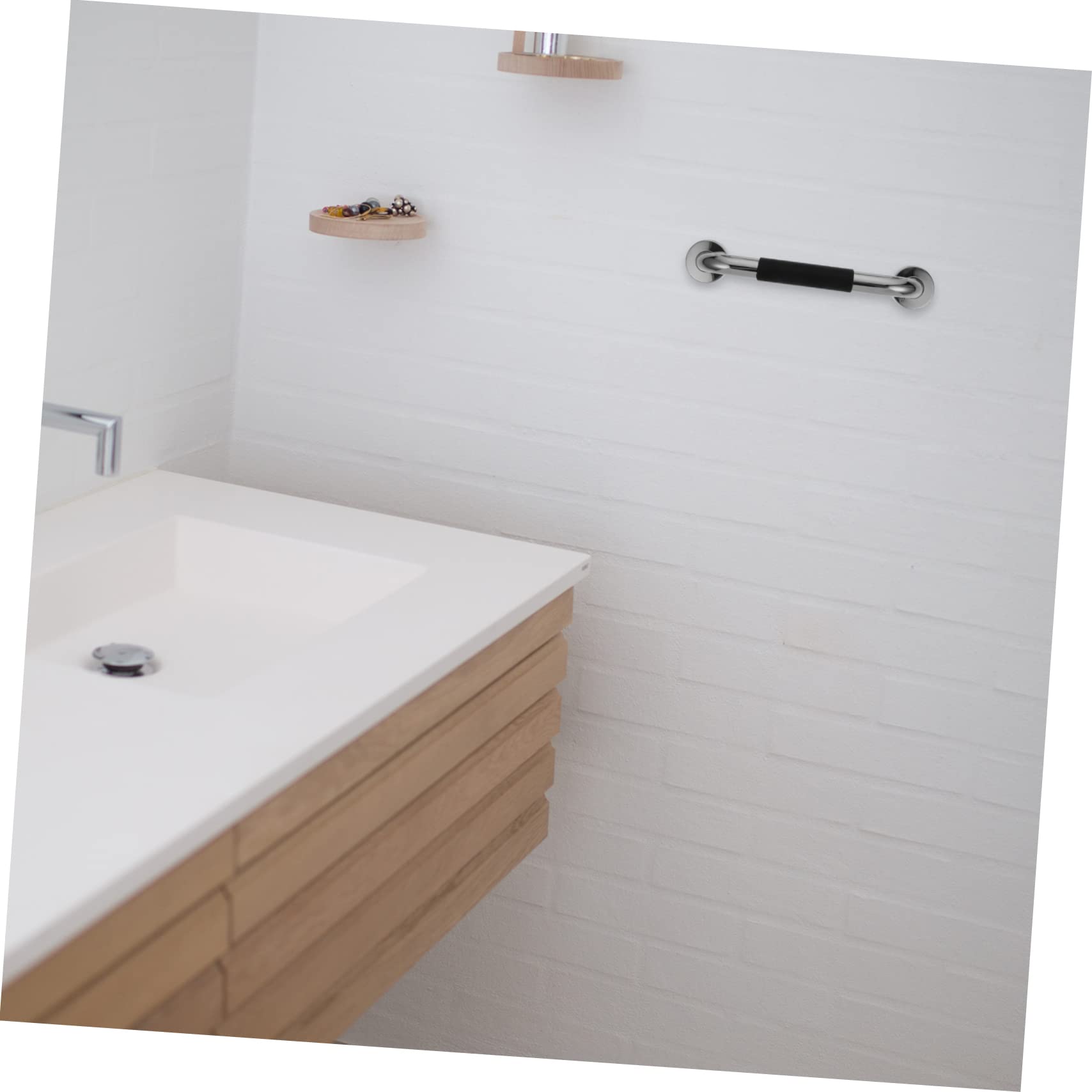 Pasamanos de Baño 2 Piezas de Acero Inoxidable y Silicona Negro