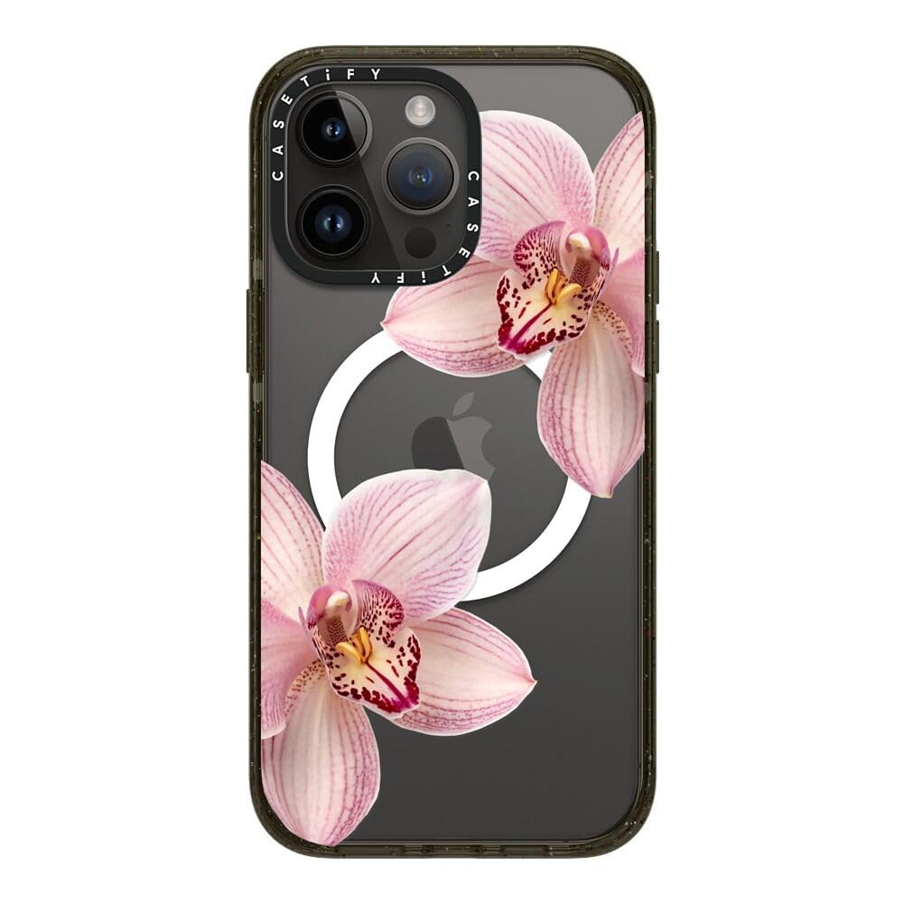 CASETiFY Impact Magsafe - Custodia protettiva per iPhone 14 Pro Max [4 x test di caduta militare / 2,5 m protezione anticaduta] - Orchidia - Nero trasparente
