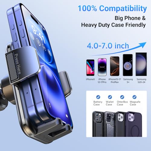 Image of ACMEZING 3-in-1 Car Phone Holder, Suction Cup & Air Vent Dashboard Mount | 122+LBS Strongest Suction & Stable Clamp Arm, 360 Adjustable Cell Phone Mount Fits All Smartphones & Car Models