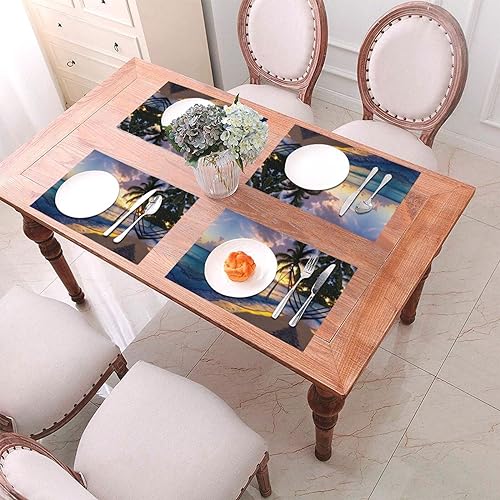 Sets de table lavables lot de 6 avec imprimé plage Jamaïque pour nappe et table - 7