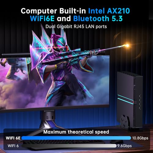 Mini PC Gaming, Piccolo Computer Desktop Core i9-12900F fino a 5,1GHz, Windows 11 Pro, 64G DDR5| 2T M.2 PCIE4.0 SSD, GeForce RTX3060 12G, Doppia LAN, Quattro Display, Uscite 8K, WiFi6E/BT5.3 - PC Desktop - Immagine 4