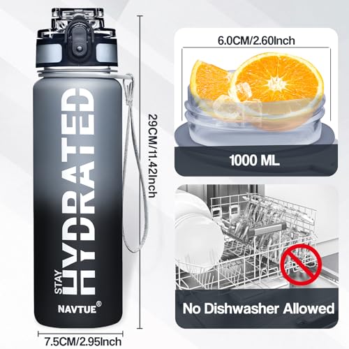 Image of Water Bottle 32 oz Motivational Time Marker Tritan Bottle