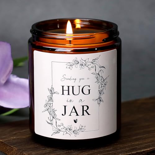 Sympathy Gifts for Loss of Loved One, Sympathy Gift Baskets, Thinking of You Gifts for Women, Bereavement Gift Ideas - Sending You a Hug Candle - Sympathy Cards Candle Condolence Get Well Soon