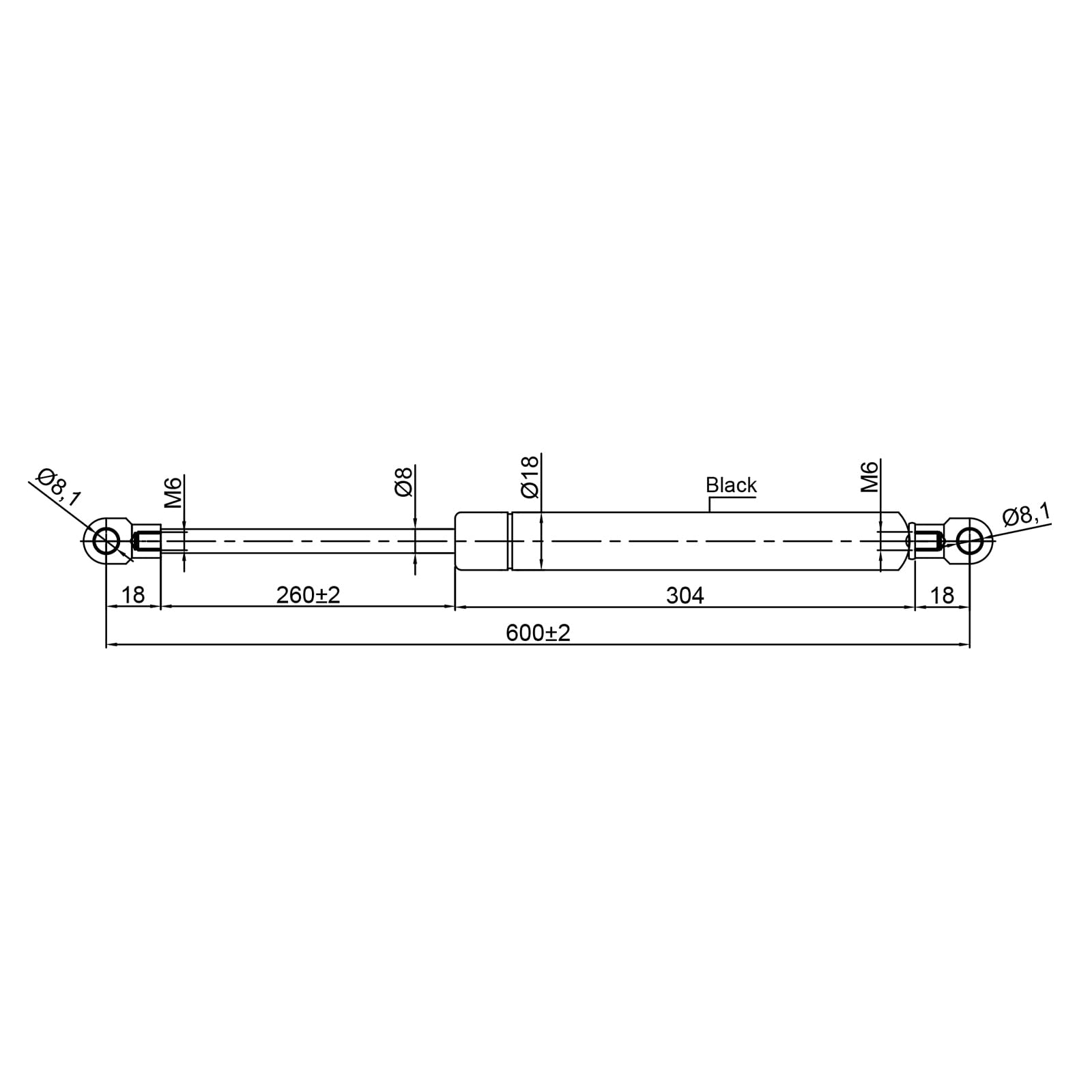 Universal Gas Struts Spring Eyelet | 100-1000 Newton | Length Options 200 mm to 900 mm | Heavy-Duty | Lift Support System (800MM, 300 N) — view 8
