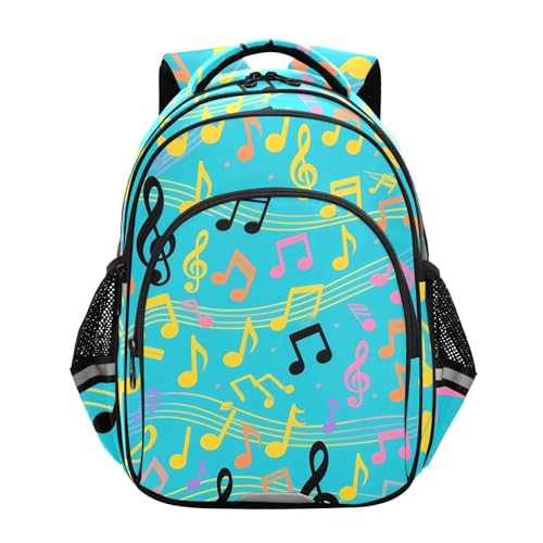 Nexawaveo Mochila para niños con correa de silbato y tiras reflectantes, mochila escolar para edades de 3 a 8 años, Notas musicales azules, M, Mochilas de viaje