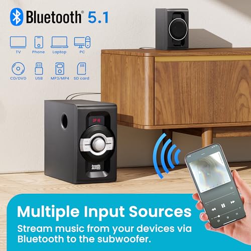 Image of Acoustic Audio by Goldwood AA5240 Home Theater 5.1 Bluetooth Speaker System with USB and SD Inputs, Black
