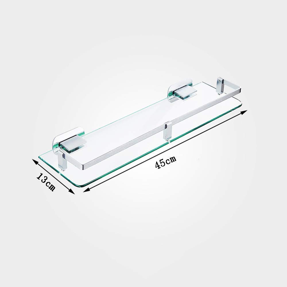 Scaffali da bagno squisiti Scaffali da bagno, Scaffale doccia da bagno temperato senza punzonatura ad angolo doccia, Scaffale per cosmetici in ottone, Scaffale frontale a specchio Bagno in vetro di 6