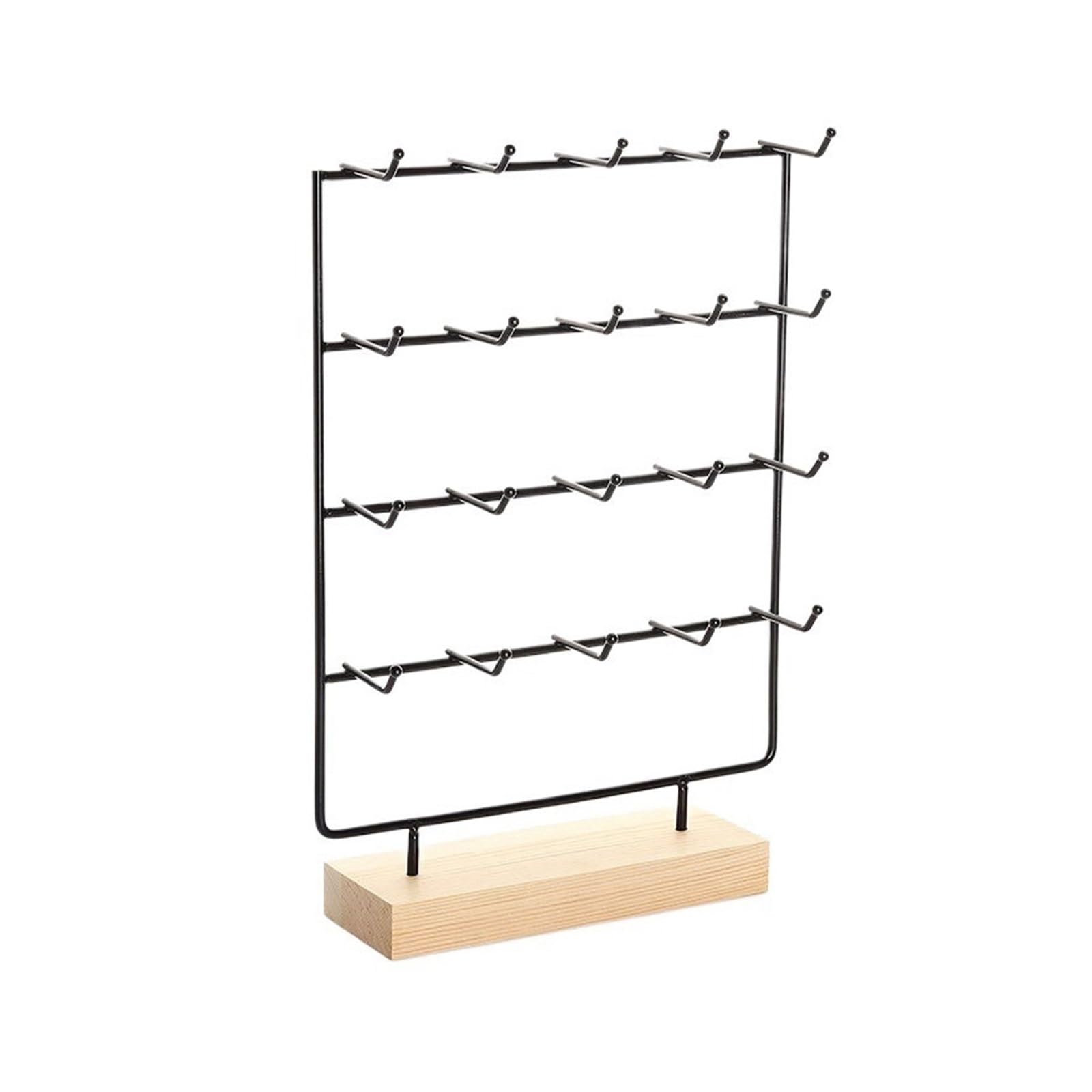 CJHFR472SG Jewelry Organizer Stands 4-Tier Iron Metal Hook Earring Necklace Display Holder Jewellery Stand Jewelry Display Stand