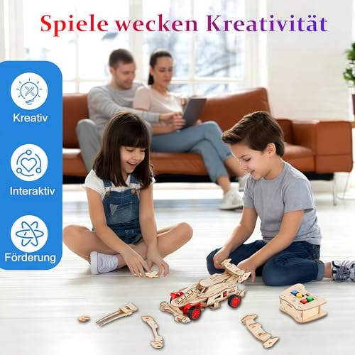 Experimente für Kinder ab 8, 9, 10, 11, 12, 13, 14 Jahren,Formel 1 Ferngesteuertes Auto Bausatz aus Holz für Jungen & Mädchen,Wissenschaftsspielzeug Geschenk Lernspielzeug für 8-12 Jährige