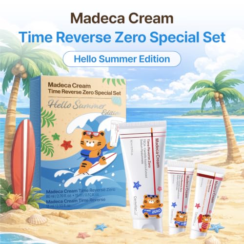 Image of CENTELLIAN 24 Madeca Cream Time Reverse Zero Set - Hello Summer Edition | Face Cream Set with TECA and Centella Asiatica for Firmness, Wrinkle Care and Hydration, 2.70 fl oz + 2 x 0.5 fl oz