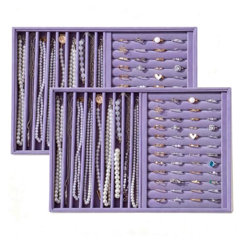 Image of Large Velvet Jewelry Tray Display Drawer Inserts 2 Pack