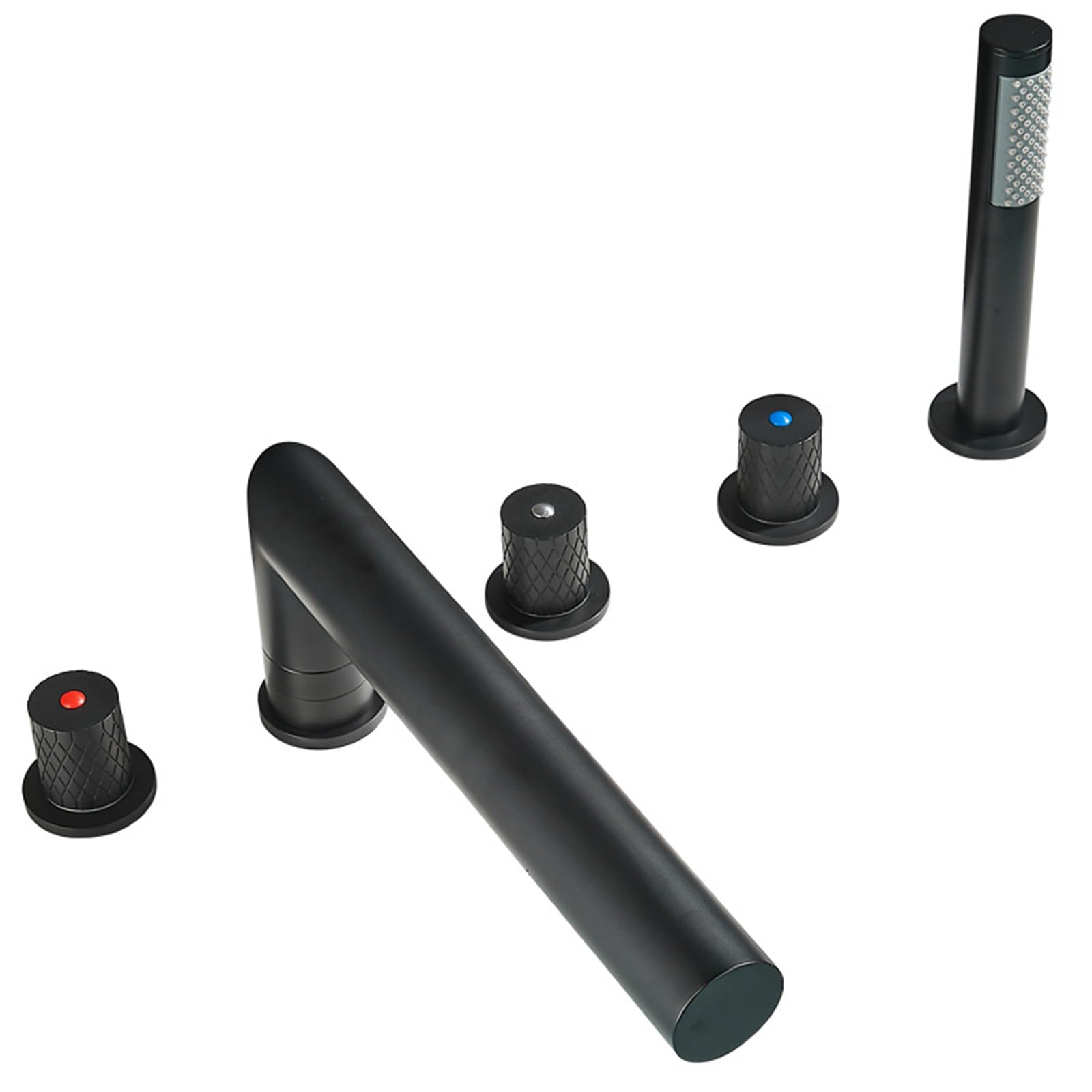 Mitigeur de baignoire cascade 5 trous blanc avec douchette et rotation 360