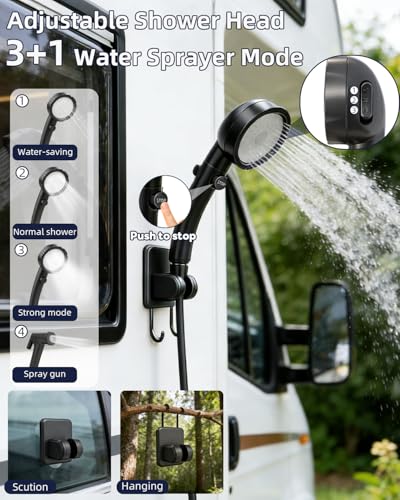 Ducha portátil 2026 con calentador para camping, bomba recargable con batería 6000mAh y pantalla LED, 3 modos de rociado, cubo plegable de 5 galones, ducha exterior para viaje, RV, baño de mascotas y lavado de autos miniatura 6