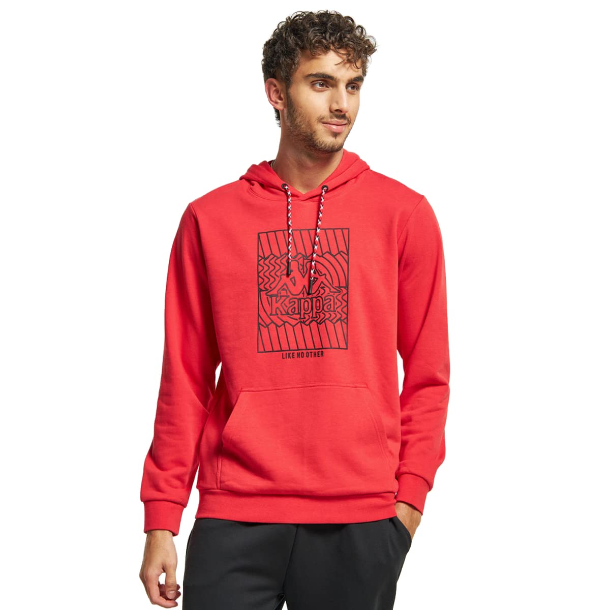 KappaMen Logo Print Hoodie with Long Sleeves and Kangaroo Pocket