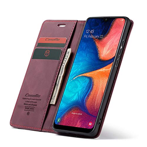 Galaxy A20 Case,Galaxy A30 Case,Bpowe Leather Wallet Case Classic Design with Card Slot and Magnetic Closure Flip Fold Case for Samsung Galaxy A20/Galaxy A30 (Wine red)