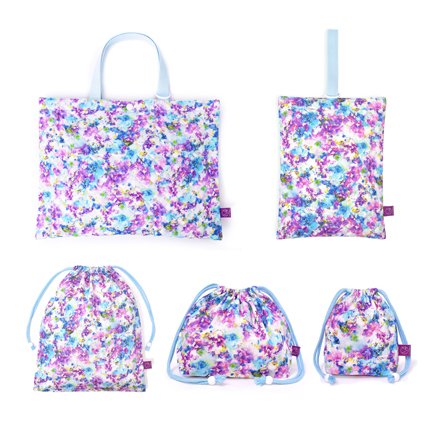 入園・入学5点セット キルティング (レッスンバッグQ/シューズケースQ/体操服袋/お弁当袋/コップ袋) スイートピー デルフィニウム N8145600
