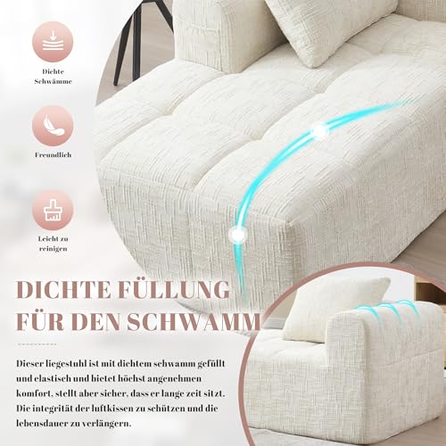 Sofá chaise longue cómodo beige con cojines suaves y bolsillos laterales integrados 5