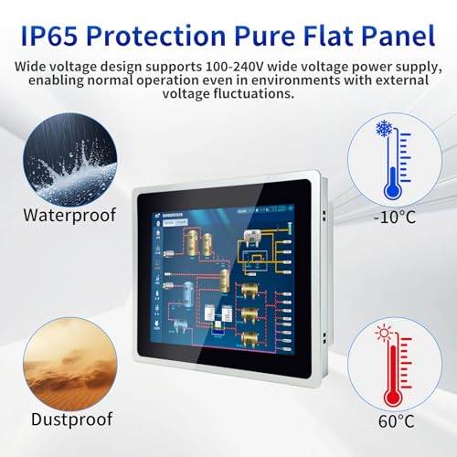 Image of Industrial Embedded Panel PC, 10 Point Capacitive Win10 Pro Industrial Touch Screen Panel Computer, IP65 All-in-One Computer with 1xRS485, 5xRS232, I5 7200U, 17 Inches, 8GB RAM+256G SSD
