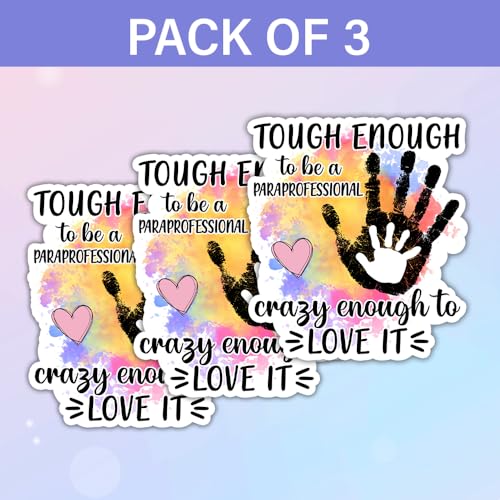 Image of SODAVA 3Pcs Paraprofessional Stickers, Multicolor, Bubble Letter Print, Removable, Outdoor, Inspirational, Modern, Contemporary, 3 inchx4 inch, Set of 3